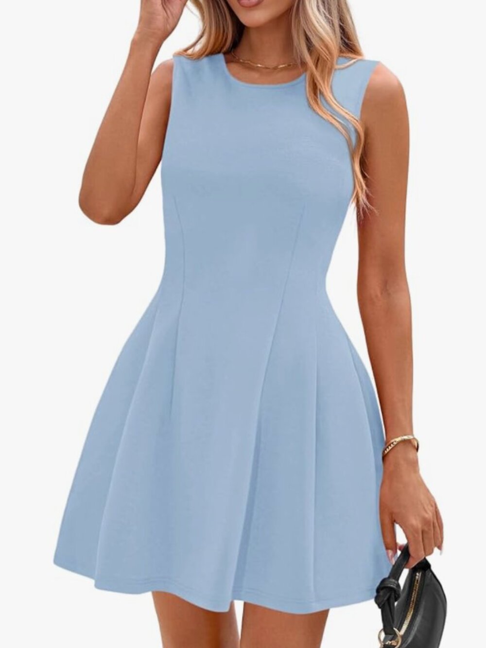 PRETTYGARDEN Fit & Flare A-Line Dress Light Blue Size M
